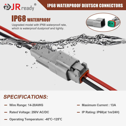 Two Pin Deutsch DT Connector Kit For Car Truck Boat All Weather IP68 Waterproof Automotive DT Connectors submerged in water