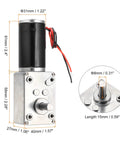 DC 12V 12 RPM Reversible Worm Geared Motor Reducer With 8mm D Shape Shaft dimensions and detailed view