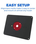 Top Shelf Phenolic Router Table Insert Plate Designed For Porter Cable And Bosch Routers With Precision Level Lock Rings for easy setup and alignment.
