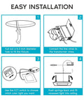 Installation steps for 6 Inch Square LED Recessed Light Canless Dimmable Downlight With 5 Color Temperatures, showing cutting and wiring