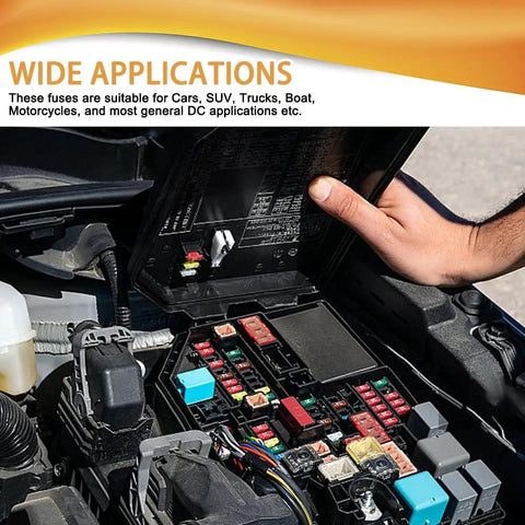 Heavy Duty Car Fuse Assortment Kit With 5A Through 30A Auto Blade Fuses For Rv And Truck Electrical Boxes, fuses in vehicle's electrical box.