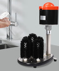 Heavy Duty Commercial Electric Glass Cup Washer Featuring Five Brush Wine Glass Cleaning Machine and Six Hundred Cups Per Hour setup with brushes.