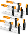 Four Pack 6-Inch Bar Clamps For Woodworking Heavy-Duty Steel F-Clamps With 300 Lb Load And Ergonomic Handles Ideal For Glue-Ups DIY Projects Home Renovations Garage Or Workshop Woodworking, four orange-handled clamps
