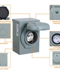 30 Amp Generator Power Inlet Box NEMA L5-30P For Outdoor Receptacle Weatherproof With Indicator Light ETL Listed details view