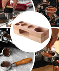 Upgrade Your Home Cafe Setup With This Durable Natural Wood Espresso Tamper Station featuring a 58mm holder and smart pockets.