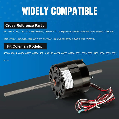 RV Air Conditioner Fan Motor With Capacitor 1/3 HP 115V 1675 RPM Direct Replacement DIY Friendly Dual Speed