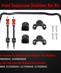 Ram 1500 Front Suspension Stabilizer Bar Set With Sway Bar End Links And Bushings For 2009 To 2018 Dodge Ram And 2019 To 2022 Ram 1500 Classic Replaces K80894 55398938AC AB, black steel bar, links, bushings