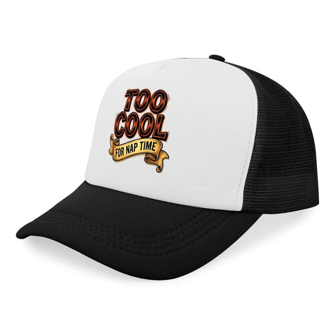 Breathable Mesh Trucker Cap For Men And Boys, Adjustable Back Buckle, Lightweight All Day Comfort, "Too Cool for Nap Time" design