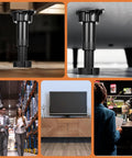 Close-up of adjustable furniture leveling feet set with non-slip base, supporting furniture on various surfaces.