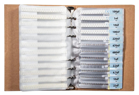 Open view of Ultimate SMD Electronics Kit SMT Book With 5435 Pieces Of 1206 Resistors Capacitors Transistors Diodes ICs And More