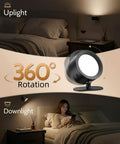 Cordless Rechargeable Wall Sconces With Remote, Magnetic Led Bedside Lamp In Sleek Black, 360-degree rotation in use above a bed.