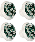 White Clematis Flower Round Cabinet Knobs 1.37 Inch 4 Pack For Kitchen Cabinets And Drawers