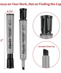 Two uncapped markers with dual-width chisel tips, size 5.2" x 0.75". Bulk 48 Count Permanent Markers With Dual Width Chisel Tips Quick Drying Waterproof Ink Large Wide Tip For Signs Posters Plastic Wood Metal And More Ideal For Office School And DIY Labeling.