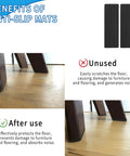 Premium Thick Furniture Pads 12 Piece Kit Features Heavy Duty Self Adhesive Non Slip Grippers on furniture legs.
