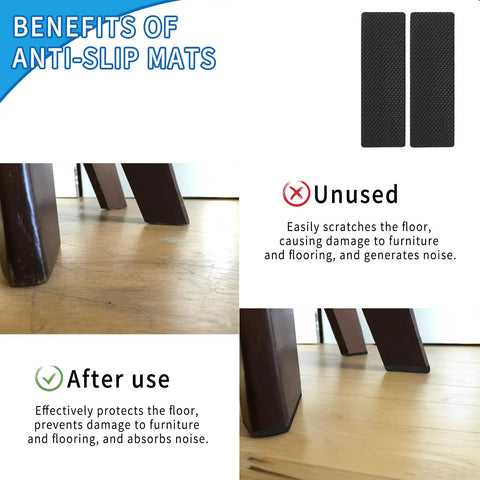 Premium Thick Furniture Pads 12 Piece Kit Features Heavy Duty Self Adhesive Non Slip Grippers on furniture legs.