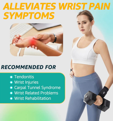 Woman lifting weights wearing Wrist Brace And Support Wraps For Workouts And Daily Use Comfortable Compression Strap