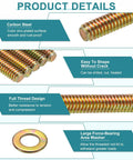 12 Pack Fully Threaded Rods Five Sixteenth Inch UNC By One And A Half Inch Length Zinc Plated Carbon Steel With Nuts And Washers For Clamps Hangers And U Bolts Pro Grade Heavy Duty Hardware Bulk Pack, showing close-up details of thread design and washer