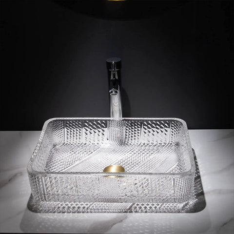 Modern Round Countertop Basin Crafted From Shatterproof Tempered Glass With Quick Pop Up Drain for chic bar sink detail.