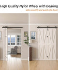 52 Inch Bi Folding Barn Door Hardware Track Kit For Four Doors Under 12.5 Inches Wide Panels Accordion Style Space Saving Heavy Duty Track System With Smooth Operation Doors Not Included installed in a room