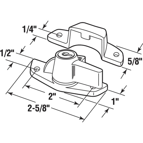 Keyed Sash Lock For Aluminum Vinyl Or Wood Double Hung Windows With Two Inch Hole Centers Heavy Duty Zinc Diecast In White Finish