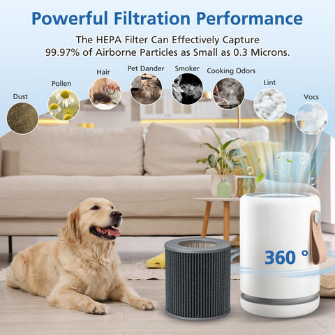 Top Notch Air Mini Replacement Filters 3 In 1 High Efficiency Filtration With Activated Carbon showing filtration performance chart