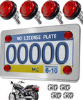Chrome Stainless Steel Motorcycle License Plate Frame With Red Reflectors And Rustproof Hardware Bolts And Nuts Heavy Duty Tag Plate Holder Bracket Kit For Motorbike Street Bikes shown with components