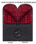 Zero Degree XXL Sleeping Bag For Adults Big And Tall Winter Camping Gear Extra Large Black Right Zip flannel lining view