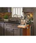 Hella Durable Heavy Duty Stand Mixer Lift For Kitchen Base Cabinets With Smooth Chrome Steel Slide Out Tray shown with mixer.