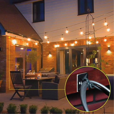 Heavy Duty Self Adhesive Zip Tie Mounts Kit Includes Eight Inch Zip Ties And Screws UV Protected Outdoor Sticky Wire Fasteners Cable Clips Anchors And Organizer Squares used for outdoor lighting.