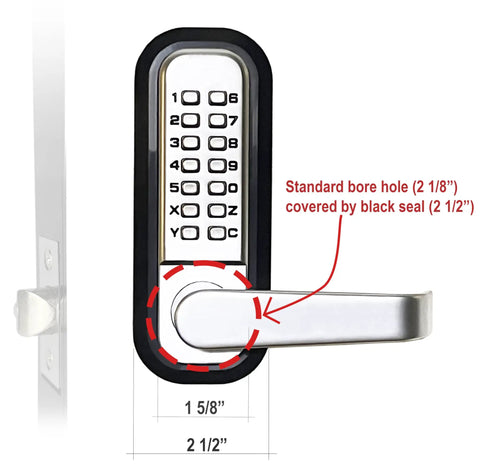 Double Sided Mechanical Keyless Lever Door Lock With Square Spindle Satin Chrome Finish 2024 Upgrade showing keypad and lever.