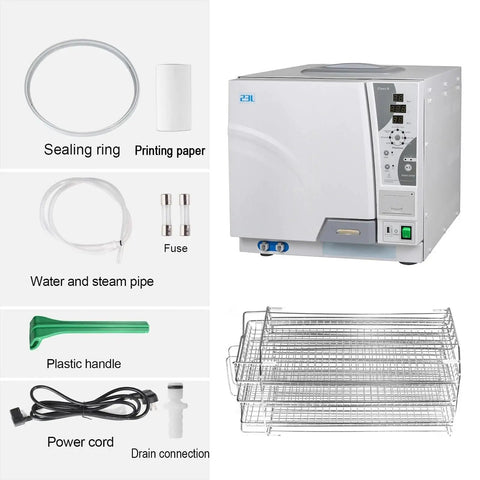 23 Liter Class B Steam Autoclave With Built In Printer Hella Large Vacuum Washer Disinfector, parts and components layout.