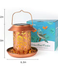 Outdoor Hanging Bird Feeder With Solar Lantern Light Metal Wild Bird Feeder for gardens and yard vibes, copper finish, 6.3 inches