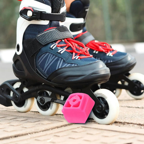 Inline skate with Universal Skate Brake Block for roller skates and inline pads, toe stopper, pink, durable, safe speed control