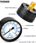 Well Pump Pressure Gauge 0-200 Psi, One Quarter Inch NPT, 2 Inch Dial Face, Back Mount for Air Compressor Regulator and Water Filter