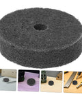 Heavy Duty 6Pc Nylon Polishing Wheels With 10mm Hole For Grinder Buffing Metal Wood Stone Furniture Car Detailing And Marble Finishing Kit, close-up of black nylon buffing wheel with central hole.