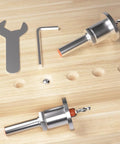 Adjustable Quick Change Countersink Drill Bit Set For Woodworking And DIY Projects 8mm Round Shank with tools on wooden surface