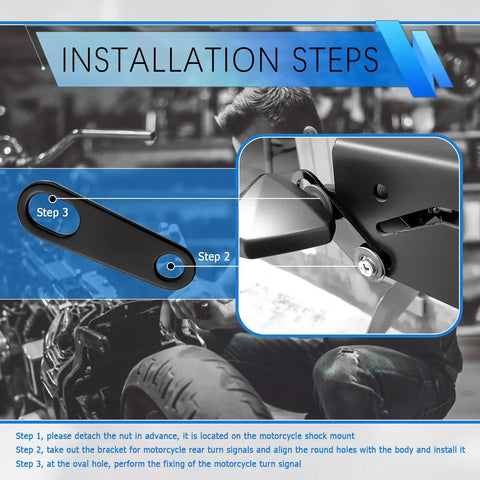 Installation steps for 4 Piece Motorcycle Turn Signal Bracket Set L Shape Or Straight Mounts With 10mm And 12mm Holes