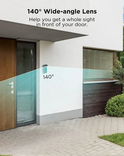 Image showing Wireless WiFi Video Doorbell Camera With Chime, 1080P HD, 140 Degree View depicted on a house wall.