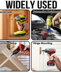 Magnetic Screw Ring Set With Three Ph2 Bits And Universal Bit Holder in use for handmade, automotive, furniture, and hinge projects