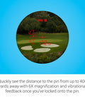View through Approach Z30 Golf Laser Range Finder With 6X Magnification, Pin To Flag Distance Up To 400 Yards, Vibration Lock Feedback