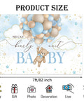 Blue Bear Hot Air Balloon Backdrop 7x5ft Totally Cute Photo Backdrop For Baby Shower with bear and watercolor balloons illustration.