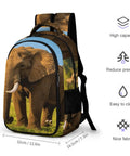 Savanna Tusked Elephant Printed Unisex Backpack Large Capacity Dope Durable Polyester With Breathable Fabric Smooth Zipper