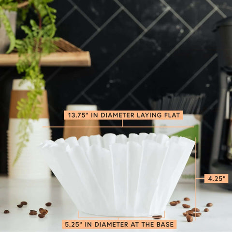Extra Large Coffee Filters 13.75 Inch By 5.25 Inch Fits 1.5 To 3 Gallon Commercial Brewers No Overflow Chlorine Free 250 Count Ideal For Cafes Restaurants Gas Stations And Churches
