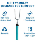 Extra Long Rotating Marshmallow Roasting Sticks Set Of 5 For Campfire And Bonfire Telescoping Skewers With Retractable Handles shown with features