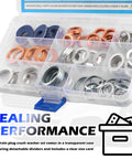 90 Piece Oil Drain Plug Gasket Kit With Crush Washers For M11 M12 M14 M16 M18 M20 Sizes in a transparent storage box