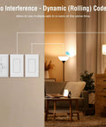 Wireless Wall Switch With Remote Control Outlet Kit No Wiring Needed 100ft RF Range in a living room with lamps