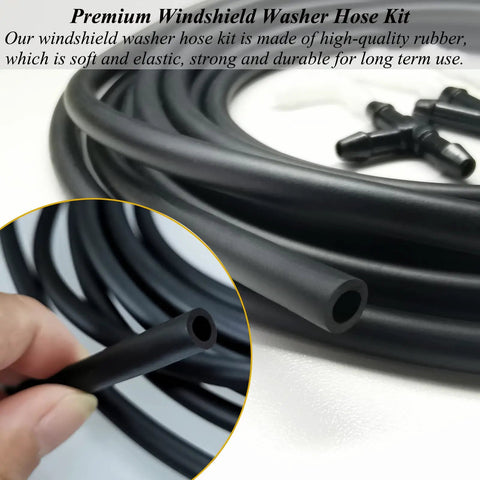 Close-up of All In One Windshield Washer Hose Kit With 4 Meter Fluid Hose and 12 Connectors showing flexible rubber material.