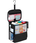 Quick Dry Mesh Shower Caddy For Dorms, Gym, Travel And Camping, medium size black hanging organizer with toiletries