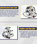 Rear Wheel Bearing And Hub Assembly Drop In Direct Fit For 2004 2010 Infiniti QX56 Rear Models, 2005 2012 Nissan Armada And 2004 Nissan Pathfinder Rear With ABS And 6 Lug Bolts, shown with ABS wires and six lug bolts, highlighting durability and quality features.