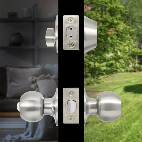 Entry Door Knob Deadbolt Combo Lock Set with Six Keys Satin Stainless Steel Six Pack Adjustable Latch Easy Install Keyed Differently Per Lock
